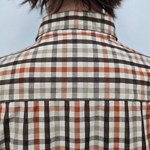 Johnston & Murphy Shirt Men XXL 2XL Brown Multicolor Checked Button down L/S - Picture 9 of 12